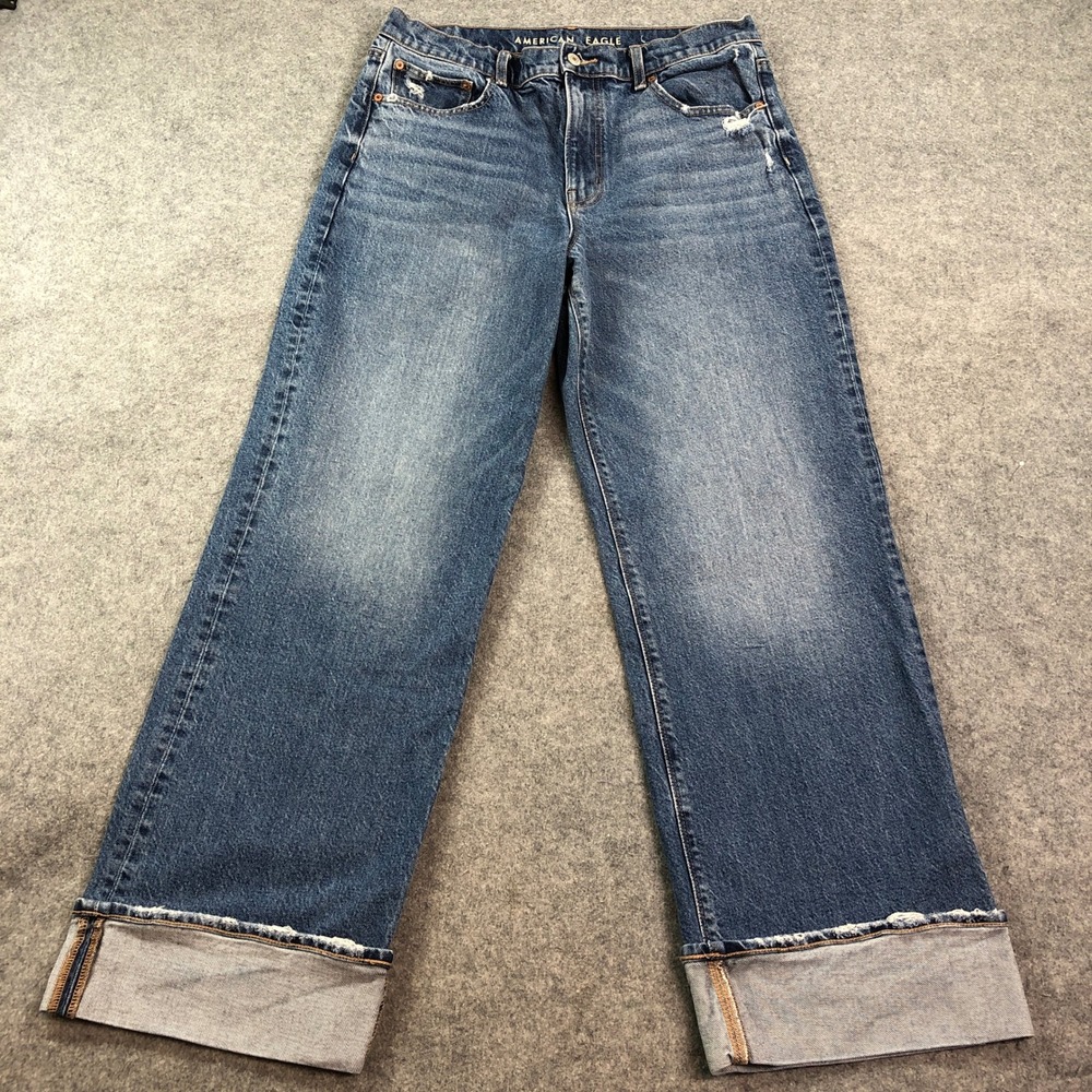 American Eagle Stovepipe Womens Jeans Size 12 Blue Straight High Rise